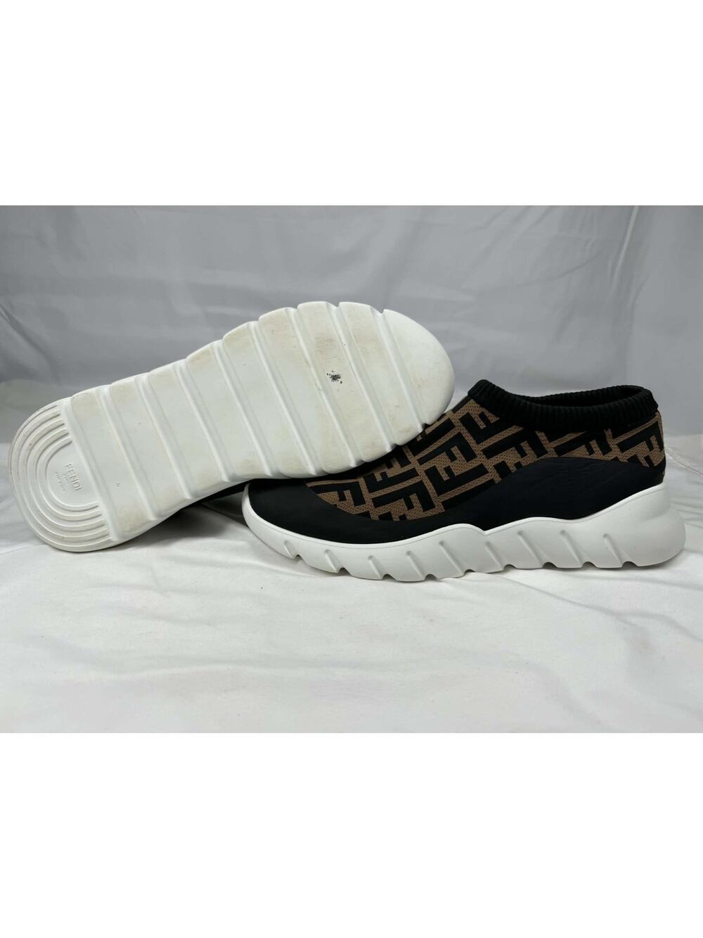 Men's Size 12 Fendi Zucca FF Logo Printed Sock Sneakers SPB-JB 366628